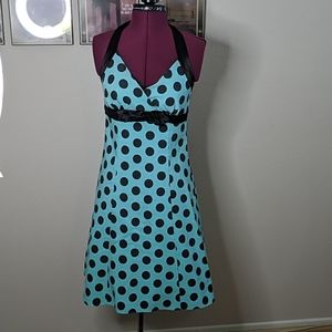 Blue Poka Dot Fit n' Flare Dress